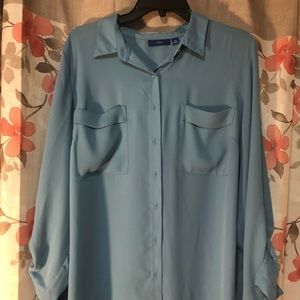 Blue button down dress shirt. Size XXL. New with tags